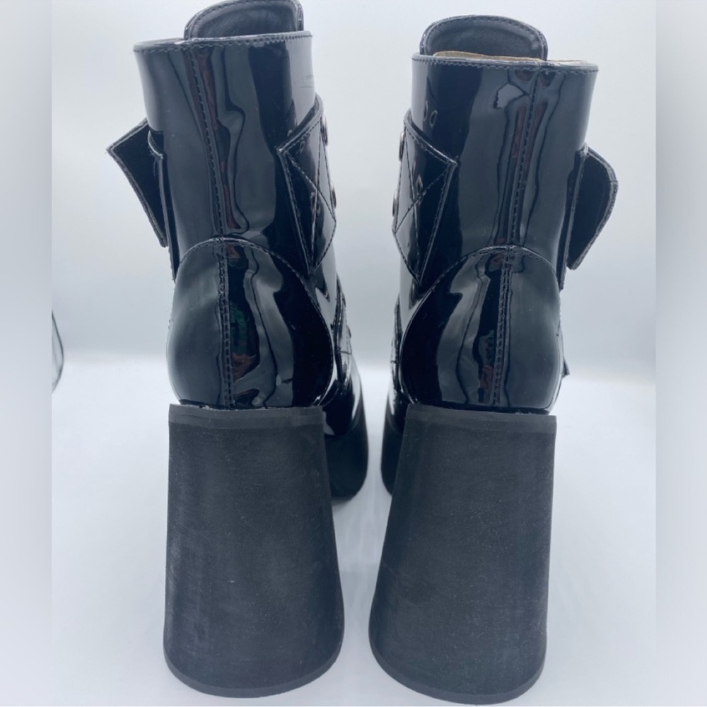 Dolls Kill Black Combat Boots with Silver Buckles - Picture 3 of 7